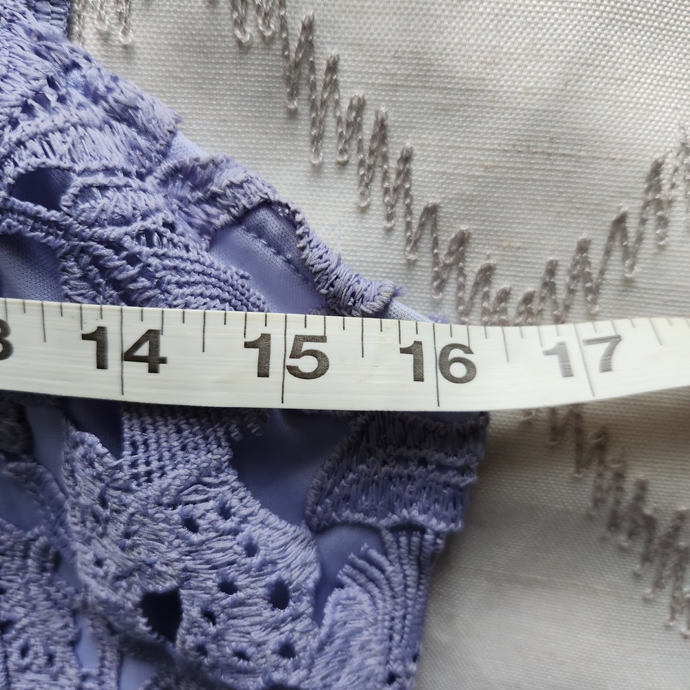 Sam Edelman Periwinkle Blue Lace Dress |‎ Circle Trim Embroidered | Size 8 - Picture 4 of 6